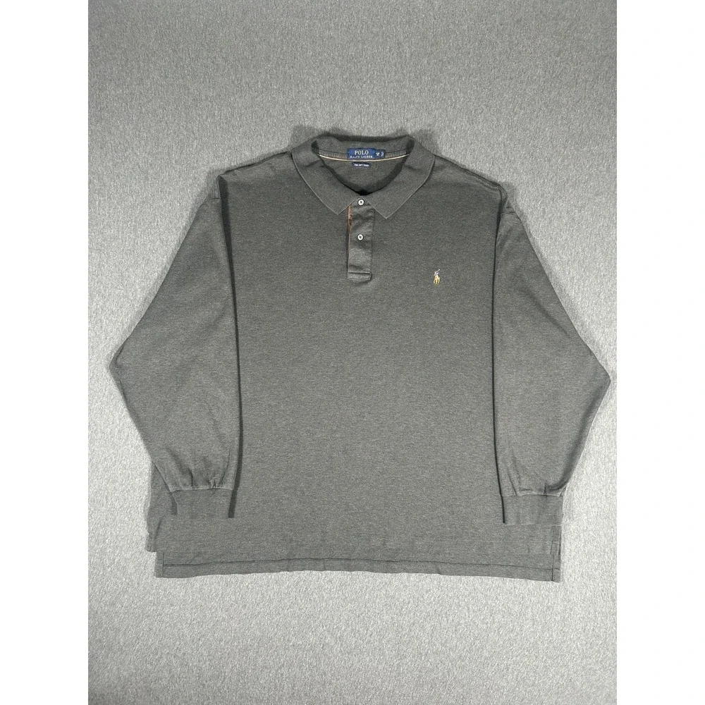 Polo Ralph‎ Lauren Long Sleeve Polo Shirt Men XL Classic Fit Gray Flesh Pony 4XB